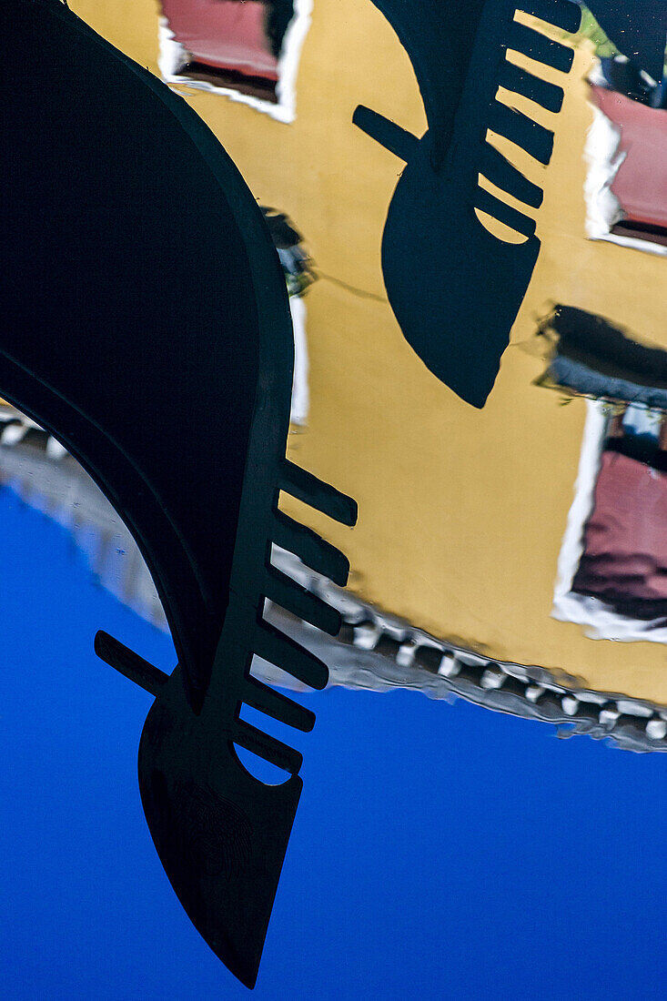 Gondola Reflections, Bacino Orseolo, Venice, Italy.