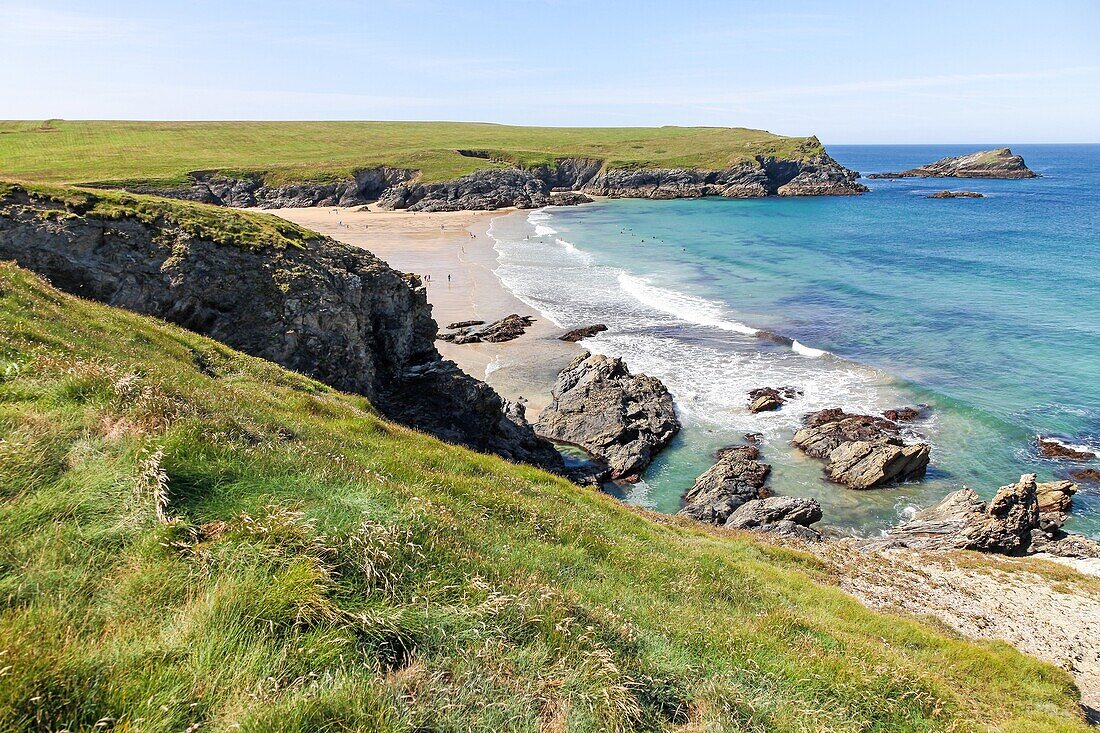 Porth Joke or Polly Joke beach near to Crantock Cornwall South West England UK.