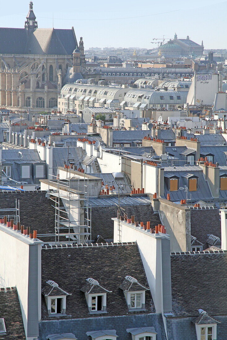 Rooftops from the Pompidou Centre, Paris, France.