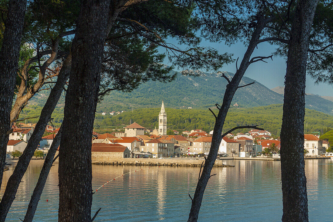 Jelsa in morning light, Hvar island, Croatia.