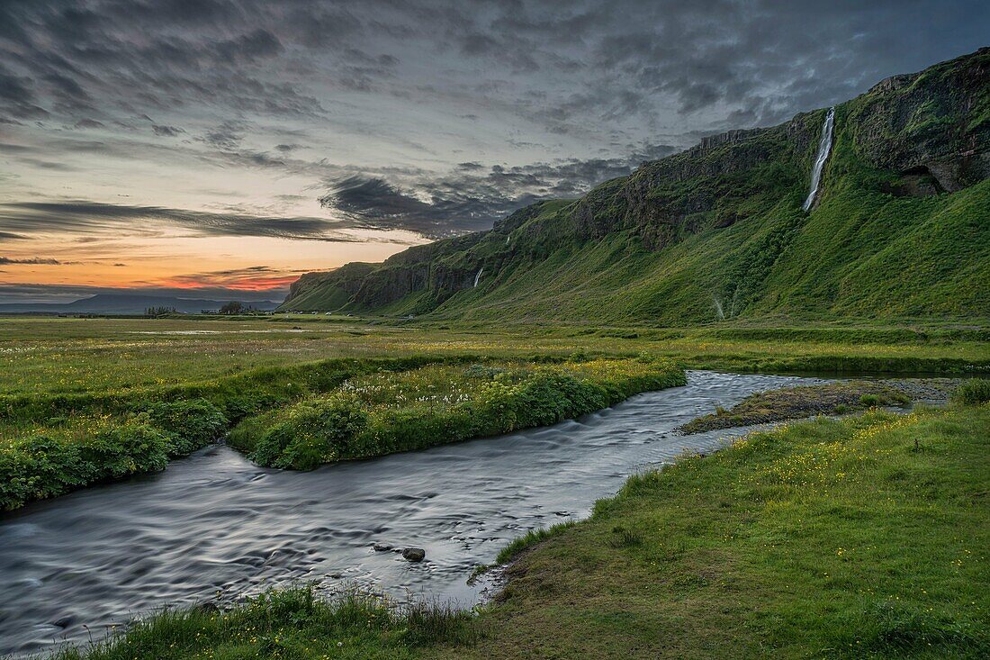 Creek by Seljalandsfoss Waterfalls, Iceland.