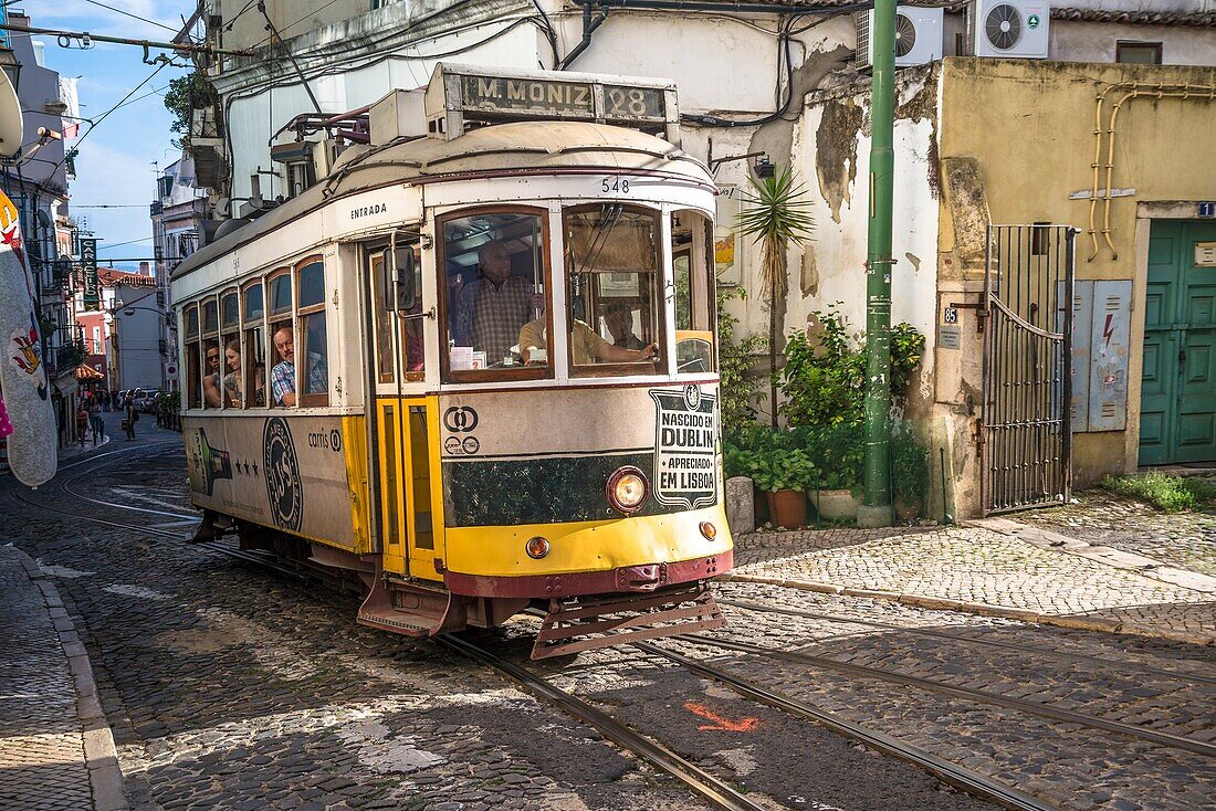 Tram No 28, Cacada de Sao Vicente, Alfama, Lisbon, Portugal.