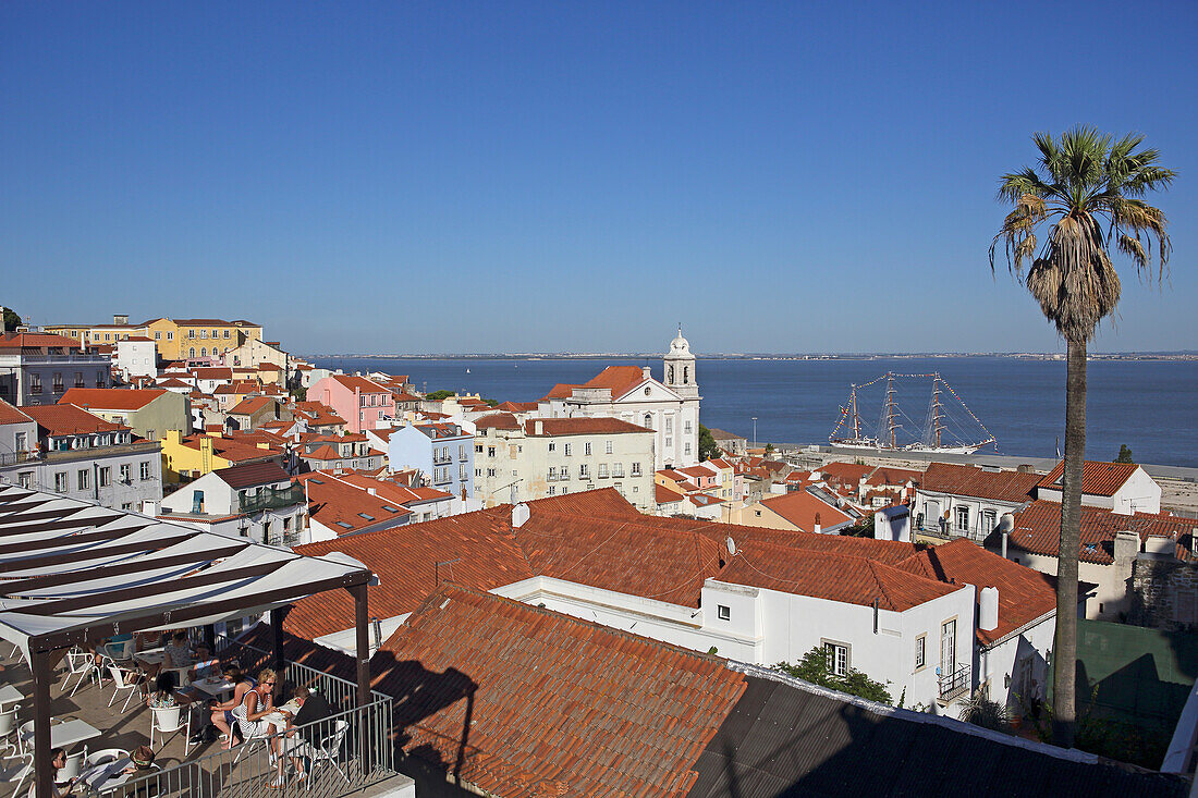 View from Mirduoro Santa Lucia over Alfama quarter, Lisbon