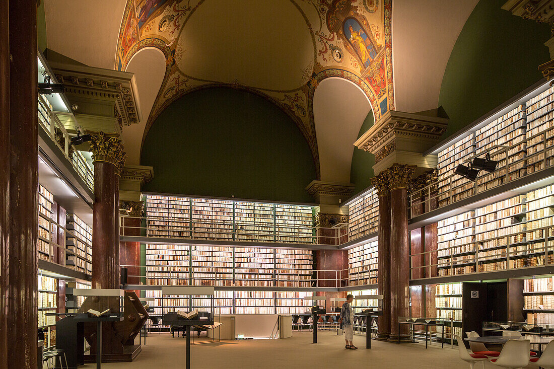 Augusteerhalle, Herzog August Bibliothek, Innenraum, Galerien, Bücher, Wolfenbüttel, Niedersachsen, Deutschland