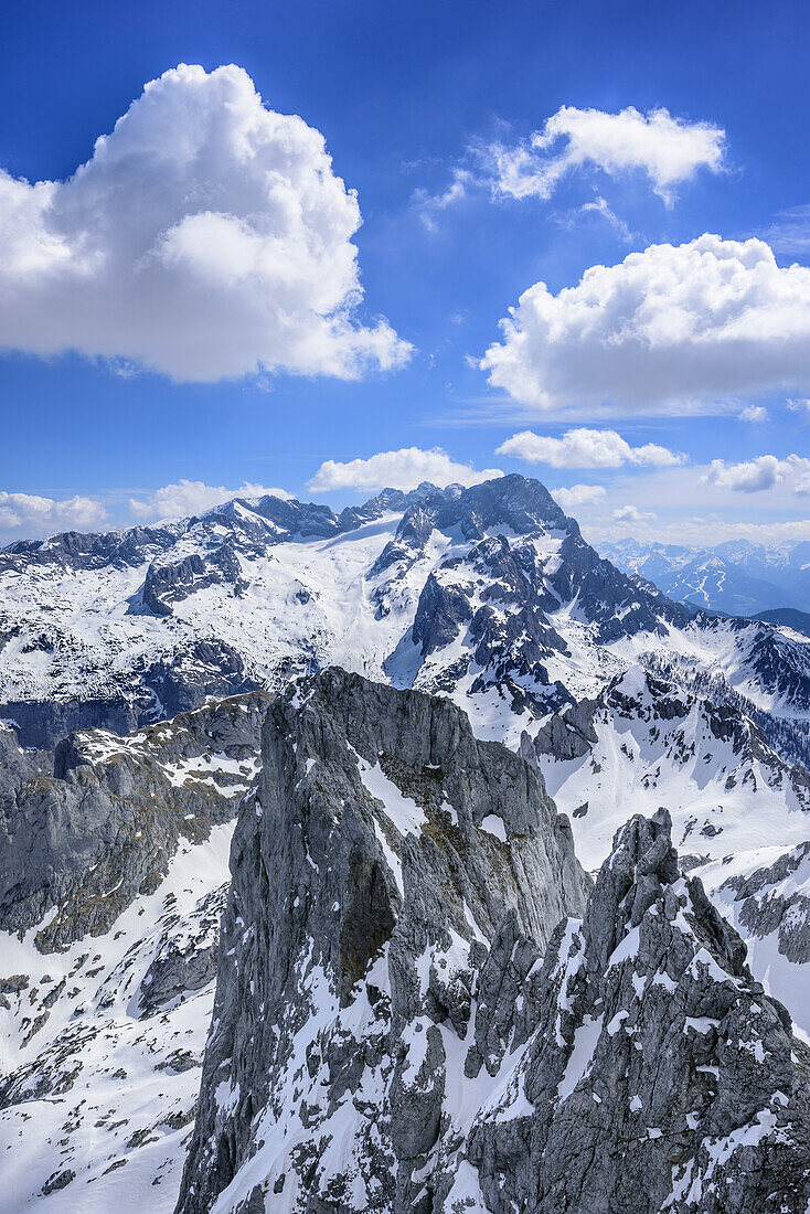 Blick auf Hoher Dachstein, von der Großwand, Gosaukamm, Dachstein, Salzburg, Österreich