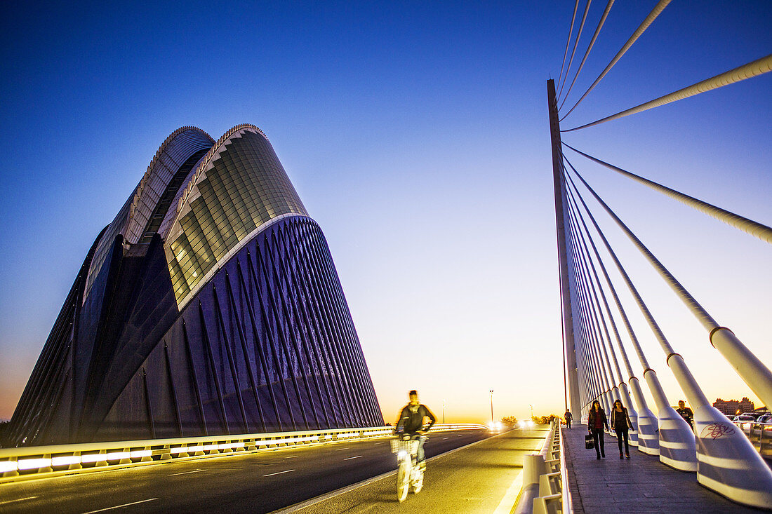 El Pont de l´Assut de l´Or and L´Agora, in City of Arts and Sciences. Valencia, Spain.