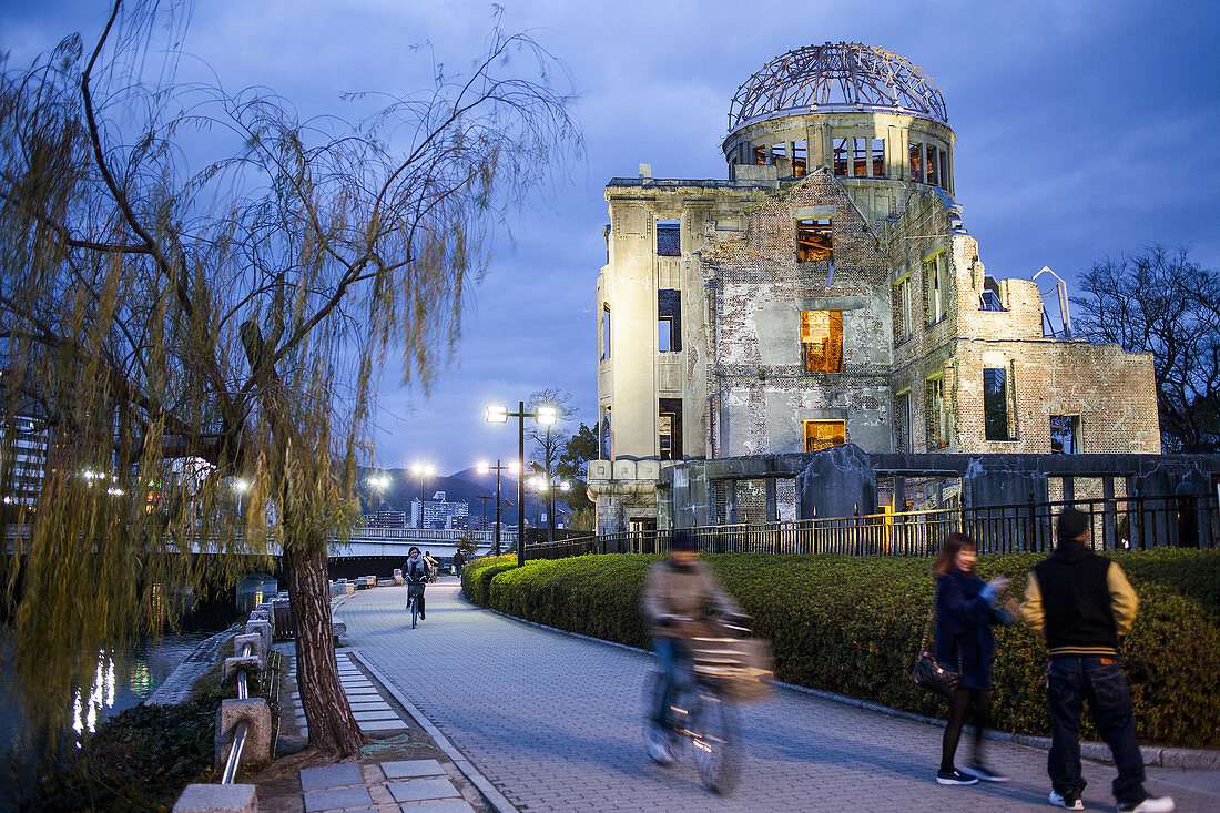 Atomic Bomb Dome (Gembaku), in Motoyasugawa river, Peace Park, Hiroshima, Japan.