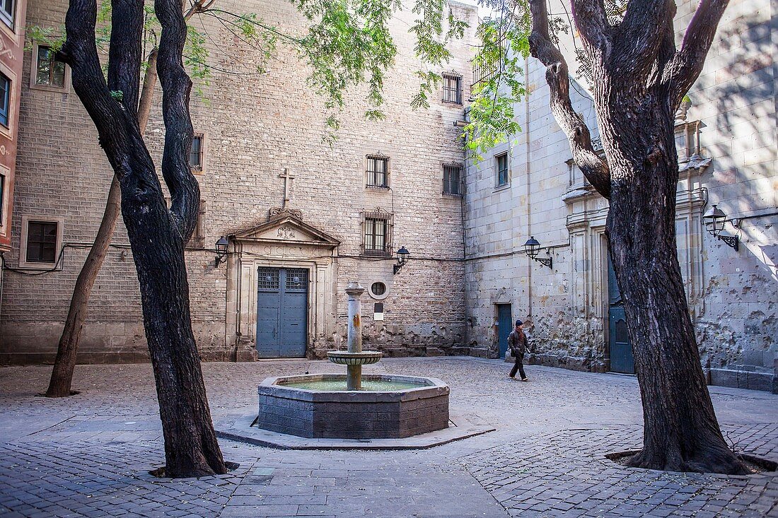 Sant Felip Neri Square, Gothic Quarter, Barcelona, Catalonia, Spain, Europe.
