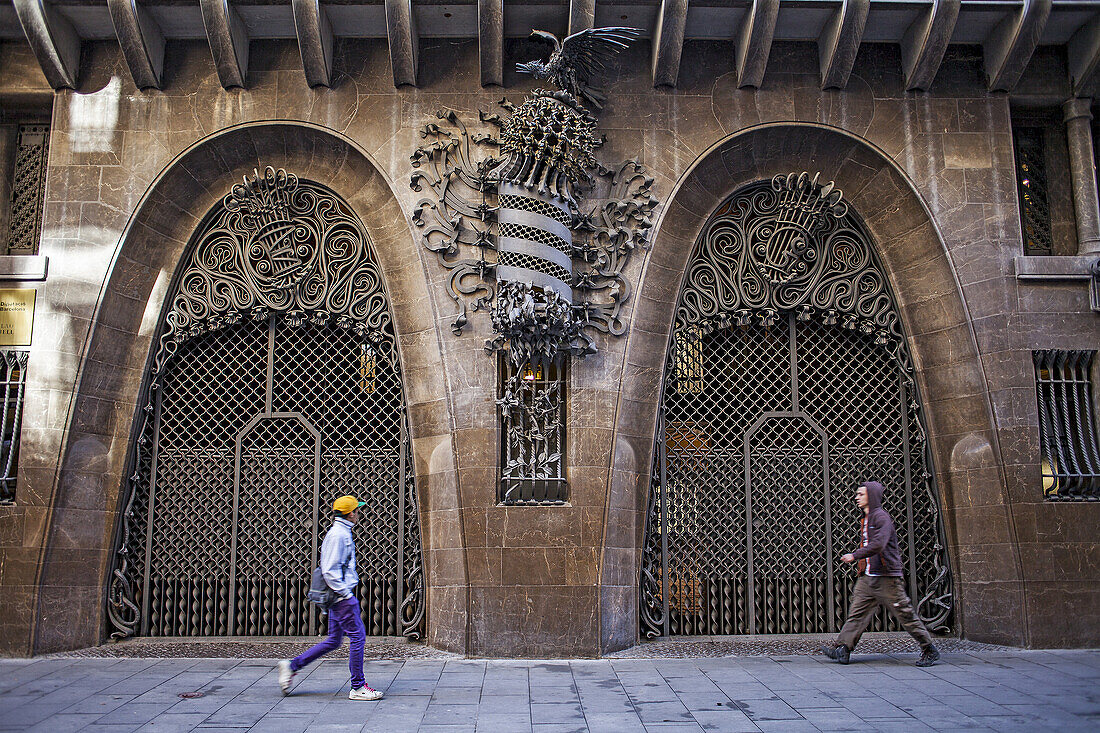 Main Doors of Palau Guell designed by Gaudi in Barcelona, Catalonia, Spain.