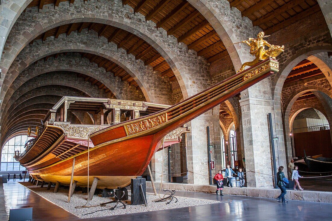 Don Juan from Austria´s royal galley, Royal Shipyards, Maritime Museum, Drassanes, Catalonia, Spain.