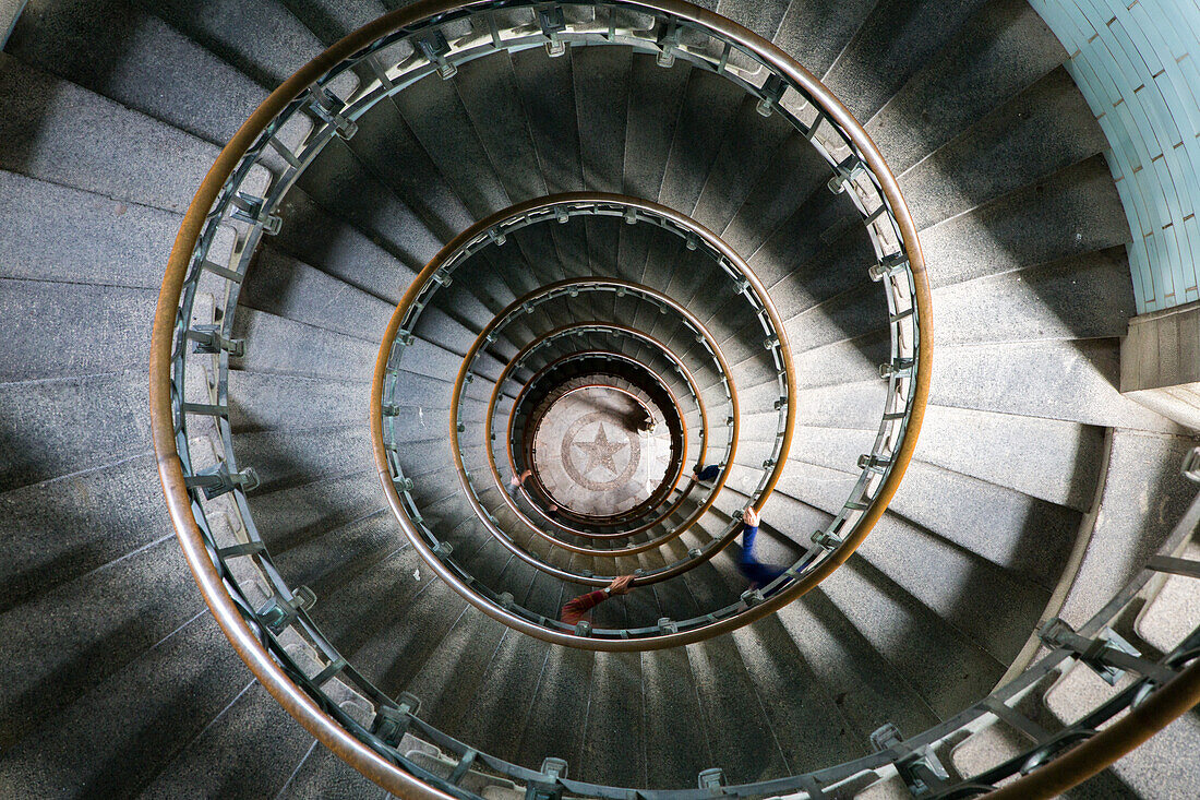 cast iron spiral staircase, interior, lighthouse, Eckmühl, Penmarch, Pointe de Sainte-Pierre, Finistère, Brittany, France