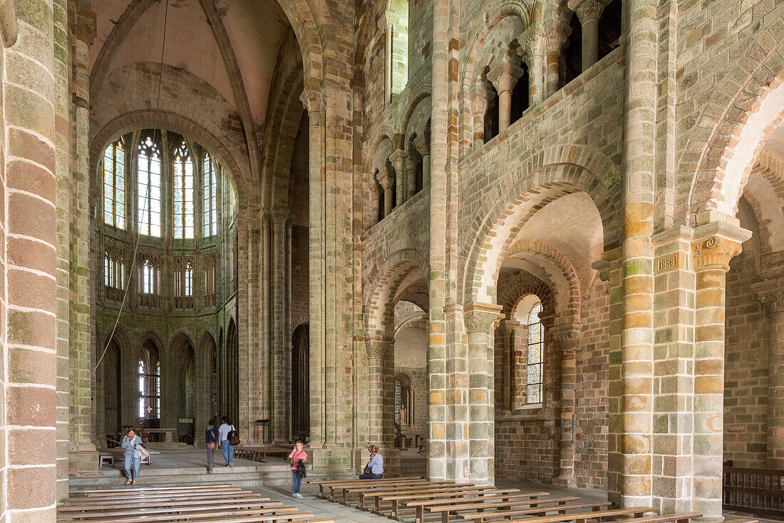 abbey church, Mont-Saint-Michel Abbey, interior, Unesco World Heritage, Site, Normandy, France