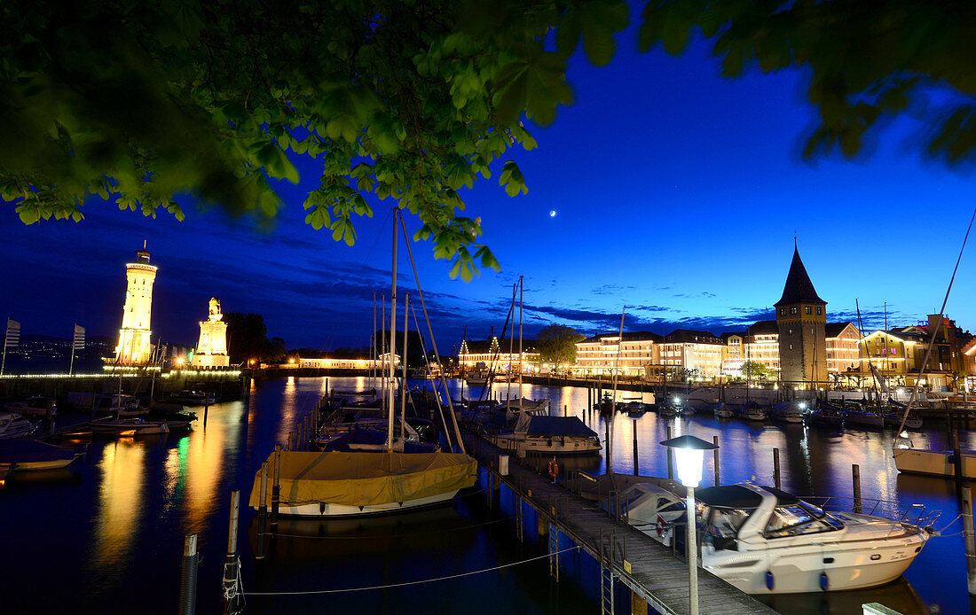 In the harbour of Lindau, Lake Constance, Bavaria, Germany
