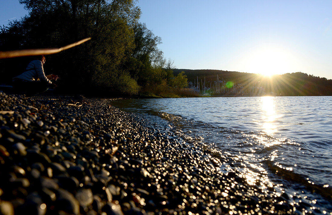 Sunset in Wallhausen in Bodanrück county, Lake Constance, Baden-Wurttemberg, Germany