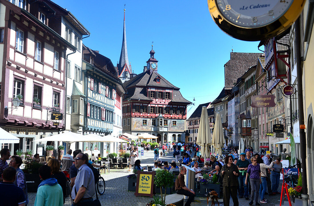 At marketplace, Stein at Rhein river, eastern part of Switzerland, Switzerland