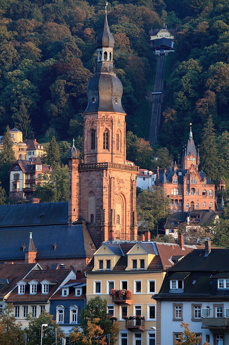 Germany, Baden-Württemberg, Heidelberg, skyline, Church of the Holy Spirit.