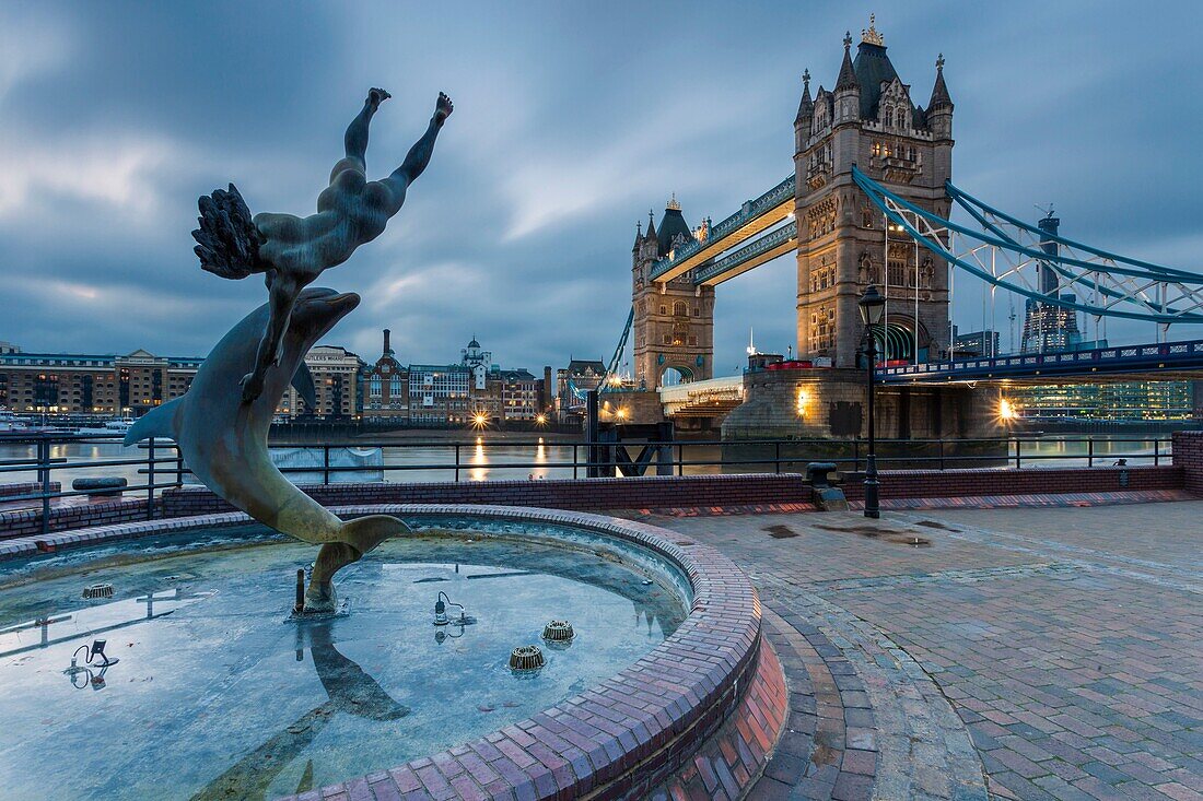 Early morning at St Katharine´s Dock, London, England, United Kingdom. Looking towards Tower Bridge.