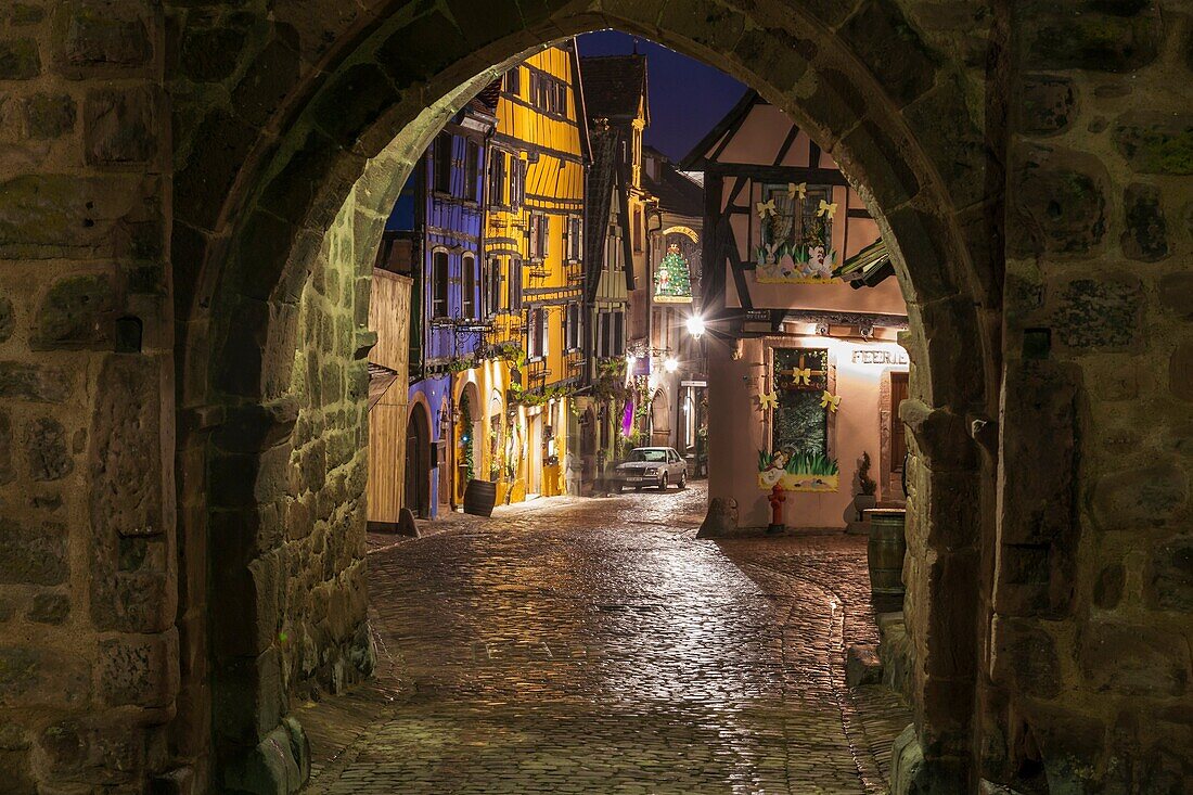 Evening in Riquewihr, Alsace, France.