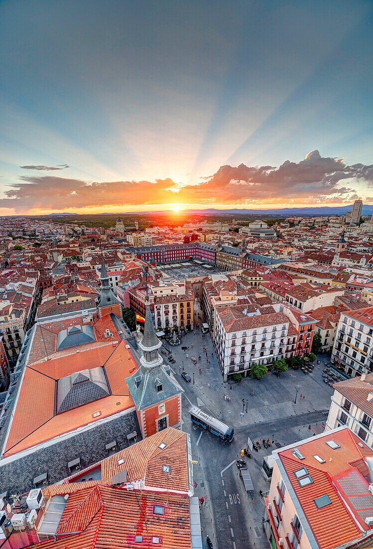 Plaza Mayor or Main Square in Madrid center. Spain.