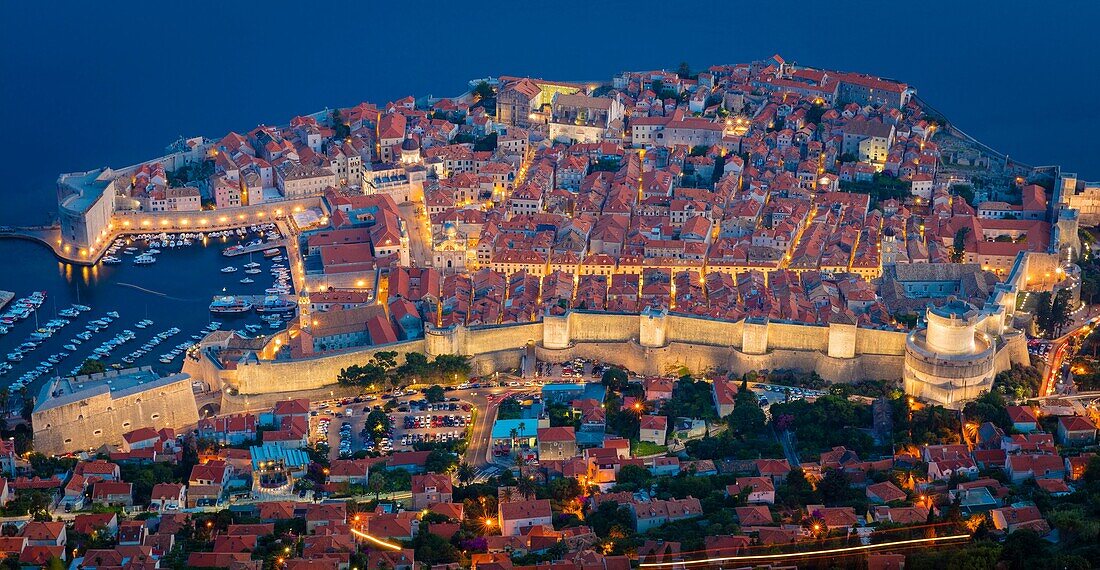 'Dubrovnik seen from above. Dubrovnik is a Croatian city on the Adriatic Sea, in the region of Dalmatia. It is one of the most prominent tourist destinations in the Mediterranean, a seaport and the center of Dubrovnik-Neretva County. In 1979, the city of 