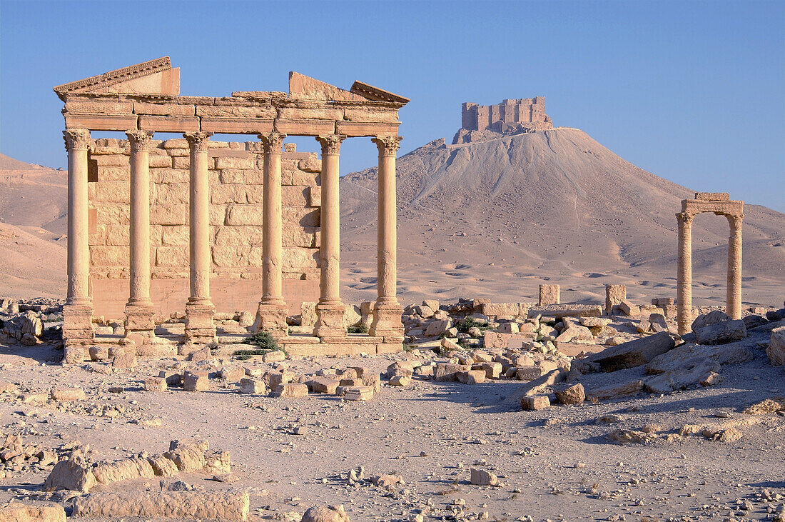 Funerary temple, Dawn over the ancient city of Palmyra, Syria.