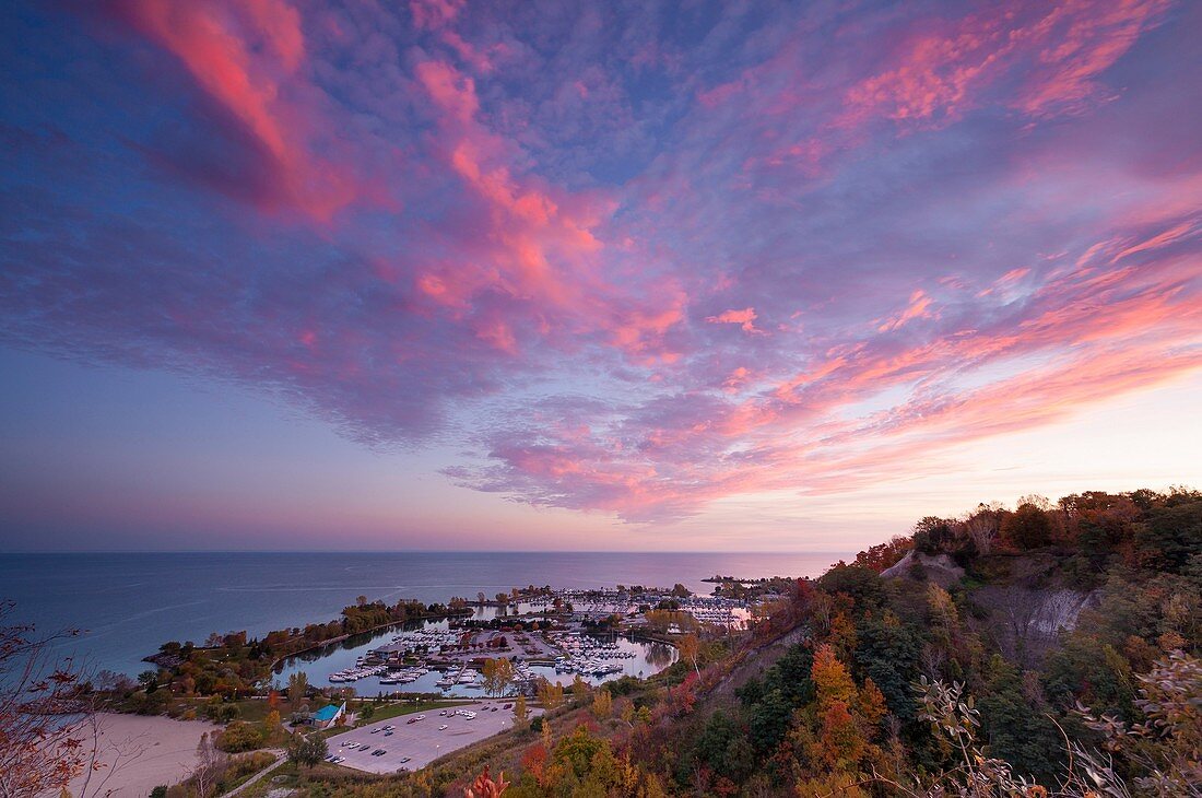 A view of the marina at Bluffer´s Park, taken from atop the bluffs in Scarborough, Ontario, Canada.