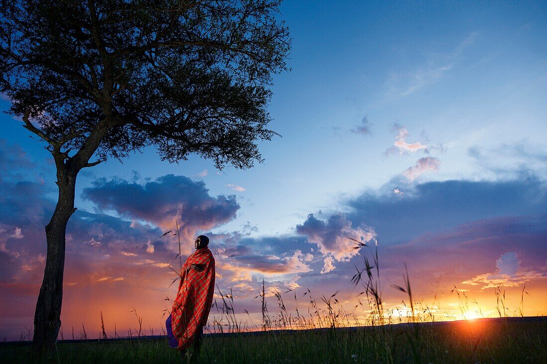 masai etnic people in serengeti national park.