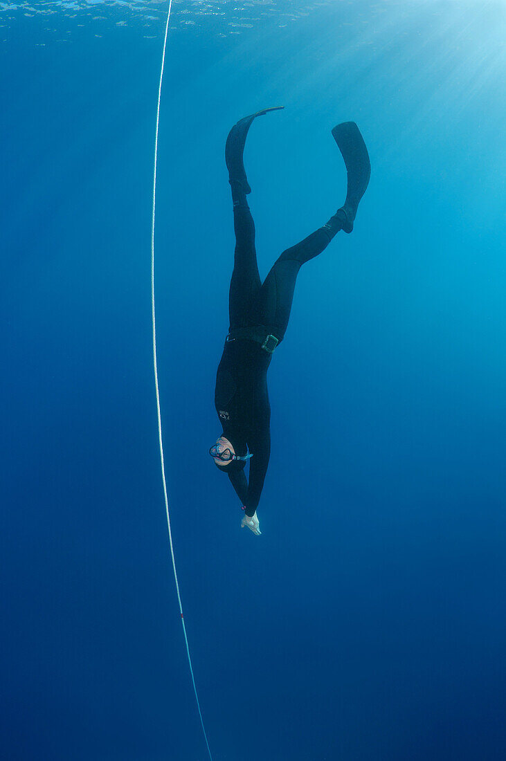 freediver, Aegean Sea, island Symi, Greece.