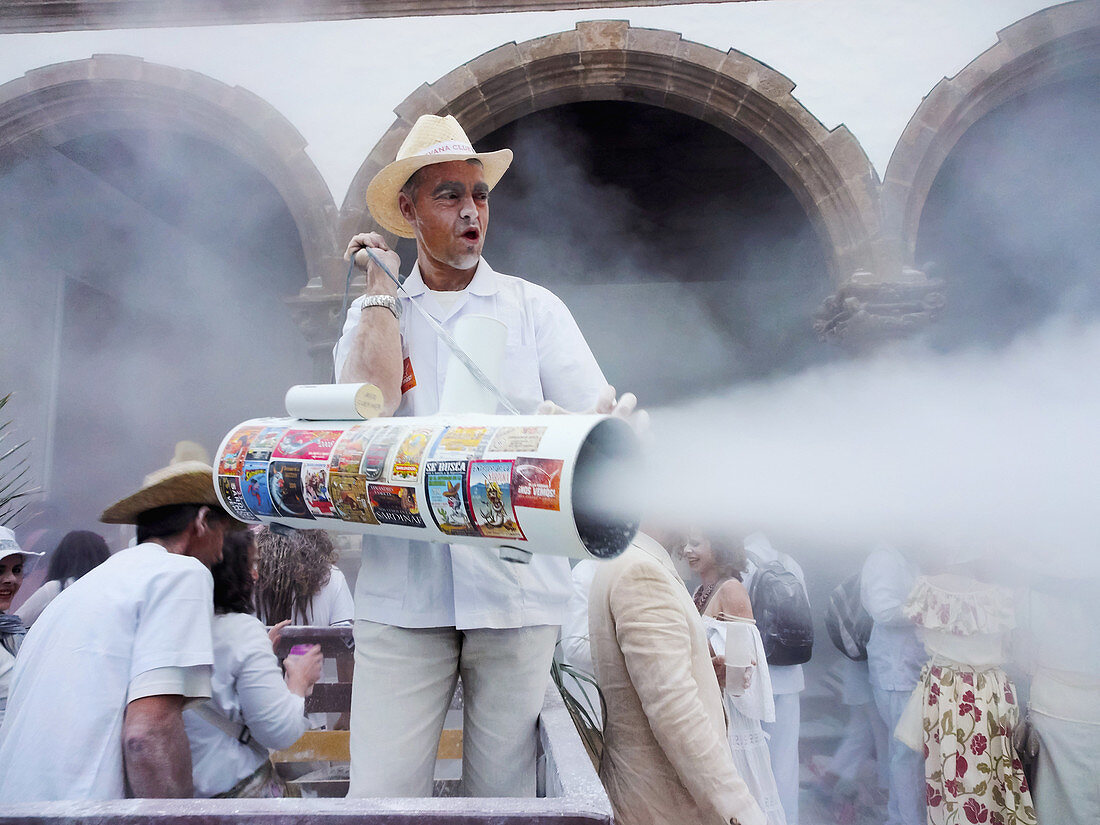 Unidentified people enjoying the Los Indianos Party during the carnival on March 3, 2014 in Santa Cruz de La Palma, Canary Islands, Spain.