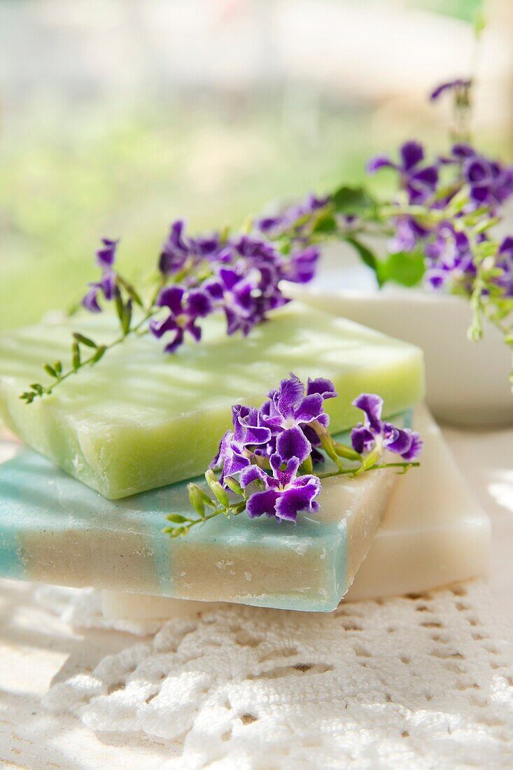 Pieces Of Soap Colored And Different Scents At a Spa