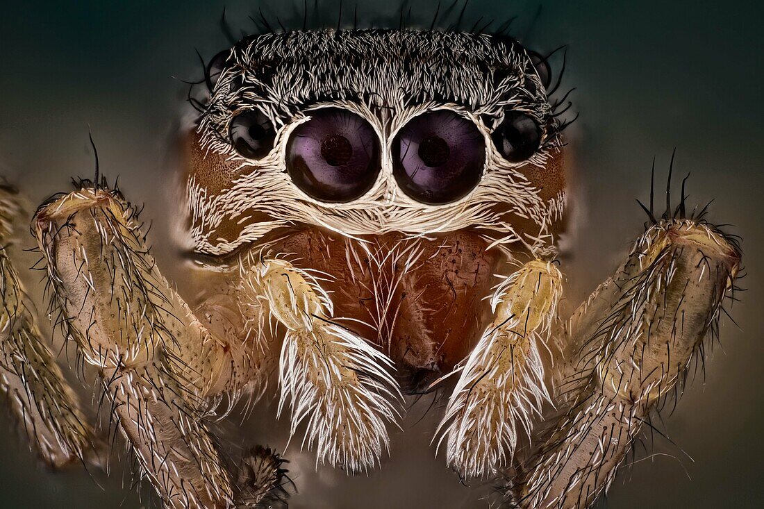 'A beautiful and yet small jumping spider; They have good vision and use it for hunting and navigating. They are capable of jumping from place to place, secured by a silk tether.'