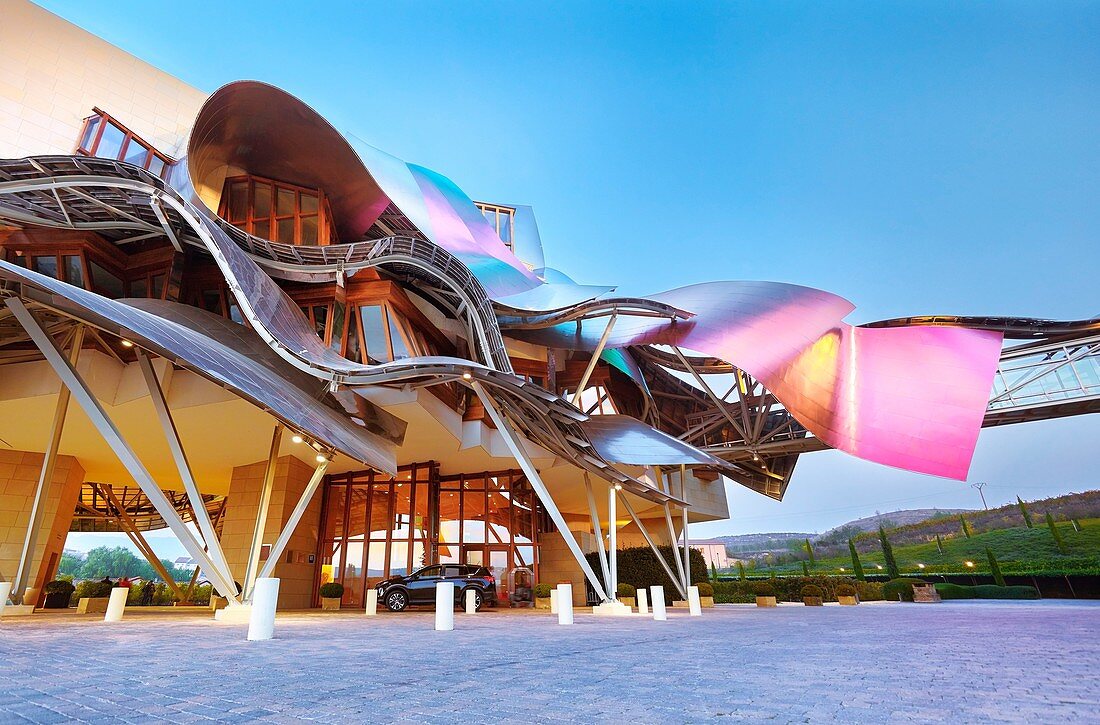 The Hotel Marqués de Riscal, A Luxury Collection Hotel by architect Frank O. Gehry. Elciego. Rioja alavesa wine route. Alava. Basque country. Spain.