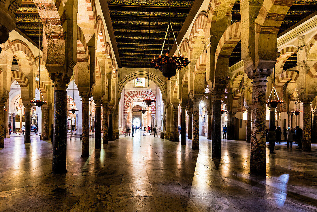 The column of the cathedral Mezquita-Catedral de Cordoba, Cordoba, Andalusia, Spain