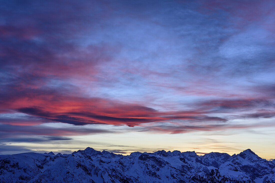 Mood of clouds above Karwendel range, from hut Erfurter Huette, Rofan range, Tyrol, Austria