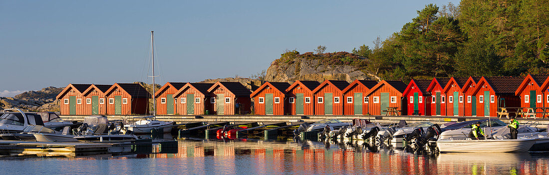 traditionelle Bootshäuser, Spangereid, Vest Agder, Norwegen