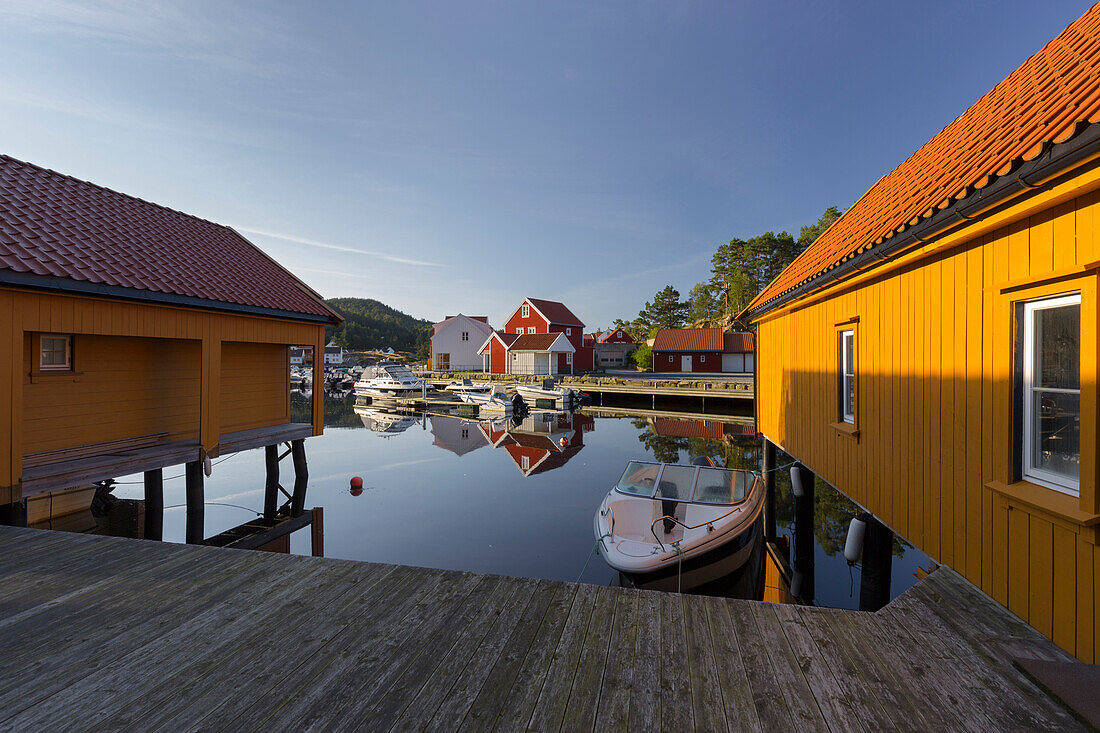 Hafen, Svennvikbukta, Spangereid, Vest Agder, Norwegen