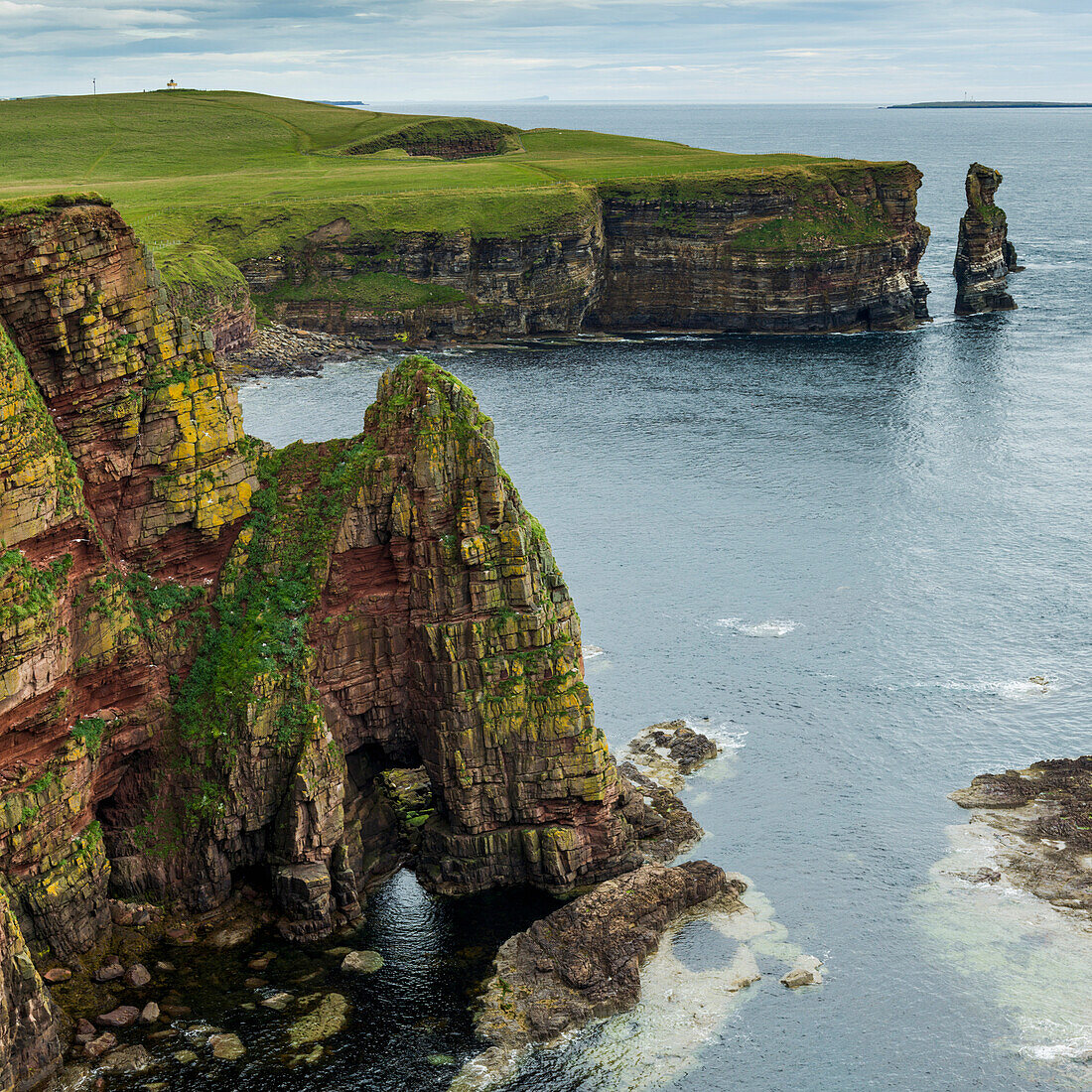 'Stacks of Duncansby and the rugged coastline of Duncansby Head; Scotland'
