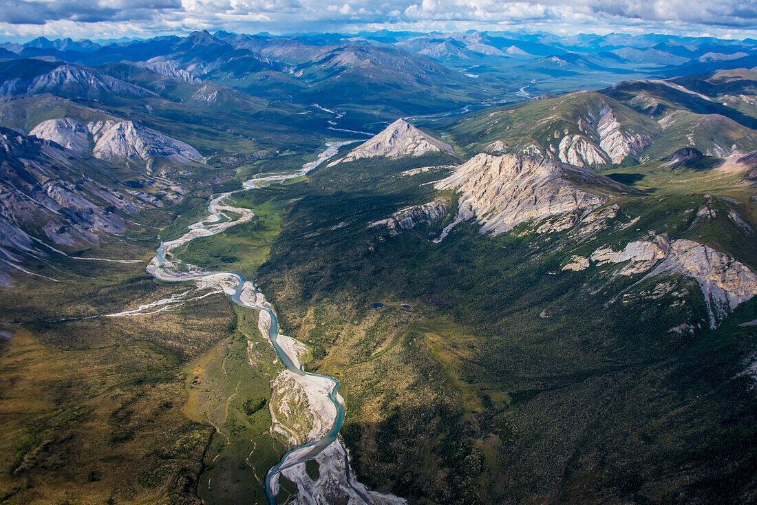 Aerial View of the Brooks Range in summer, ANWR, Alaska