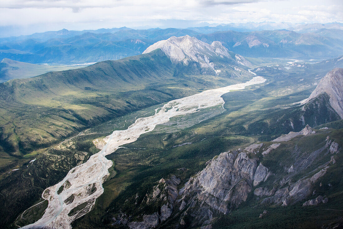 Aerial view of the Brooks Range in summer, ANWR, Arctic Alaska