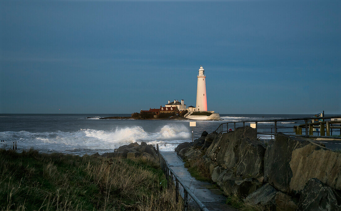 'St. Mary's Island and lighthouse; Whitley Bay, Tyne and Wear, England'