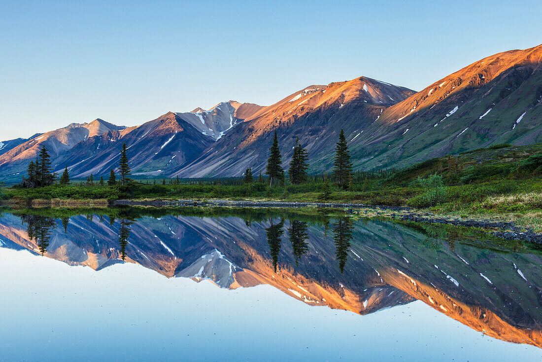 Morning light on Chigmit Mountains in Twin Lakes area of Lake Clark National Park & Preserve, Southcentral Alaska.