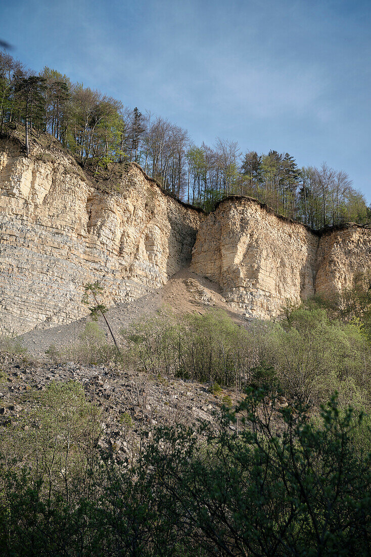 so called Moessingen landslide, Mössingen, Tuebingen district, Swabian Alb, Baden-Wuerttemberg, Germany