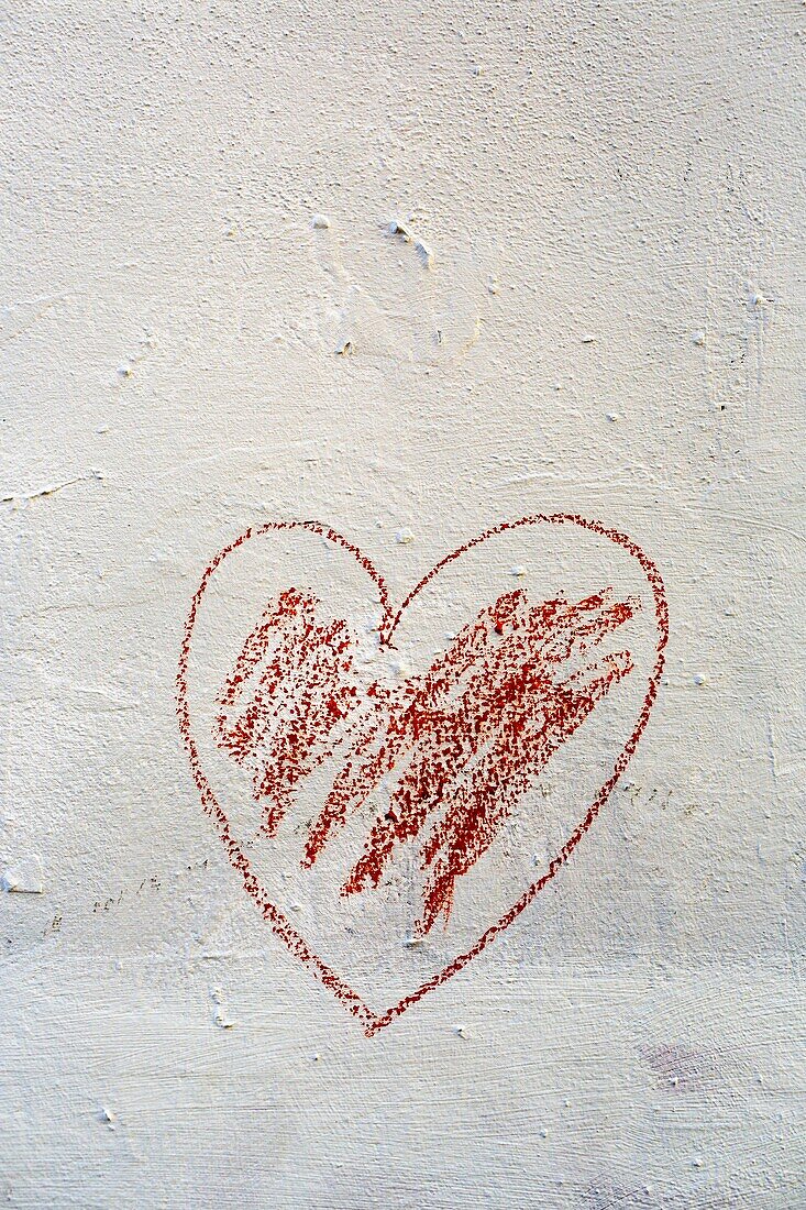 Drawing of heart on wall