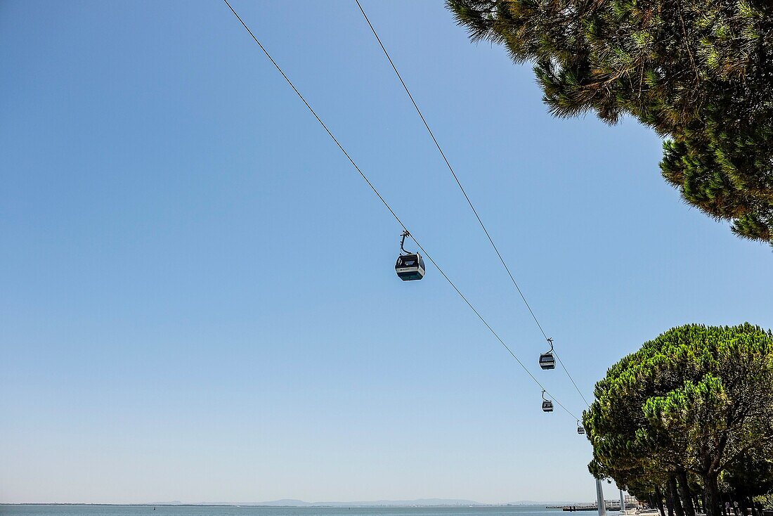 Seilbahnbau in Lissabon, Portugal, Europa.