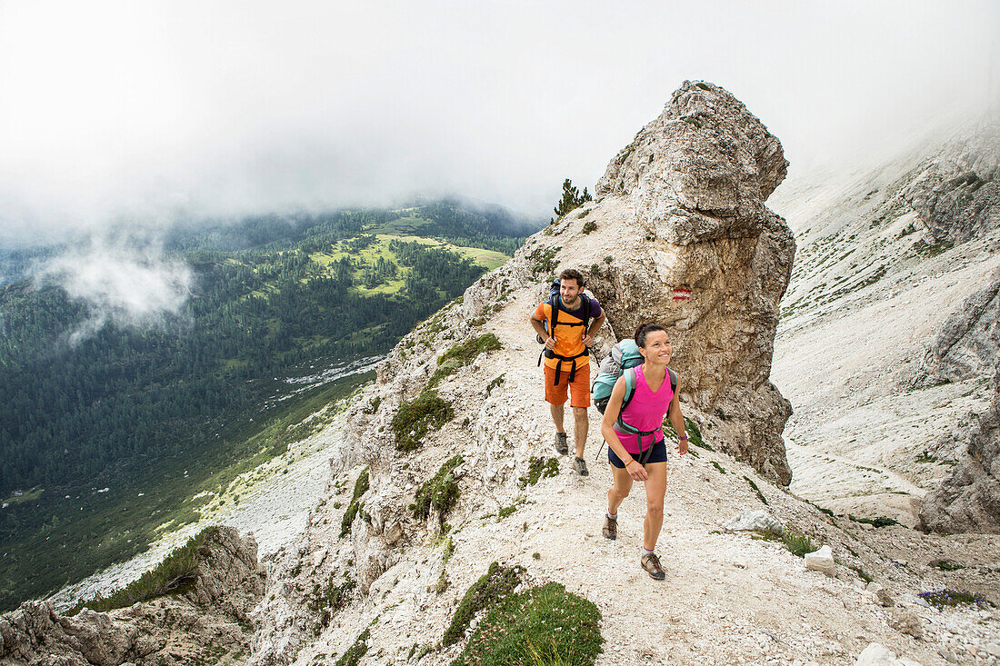 Hiking and trail running on the Alta Via 1 trail in the Dolomites