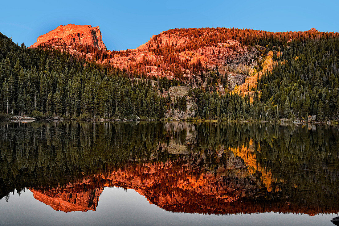 Sunrise at Bear Lake in Rocky Mountain National Park in Estes Park, Colorado