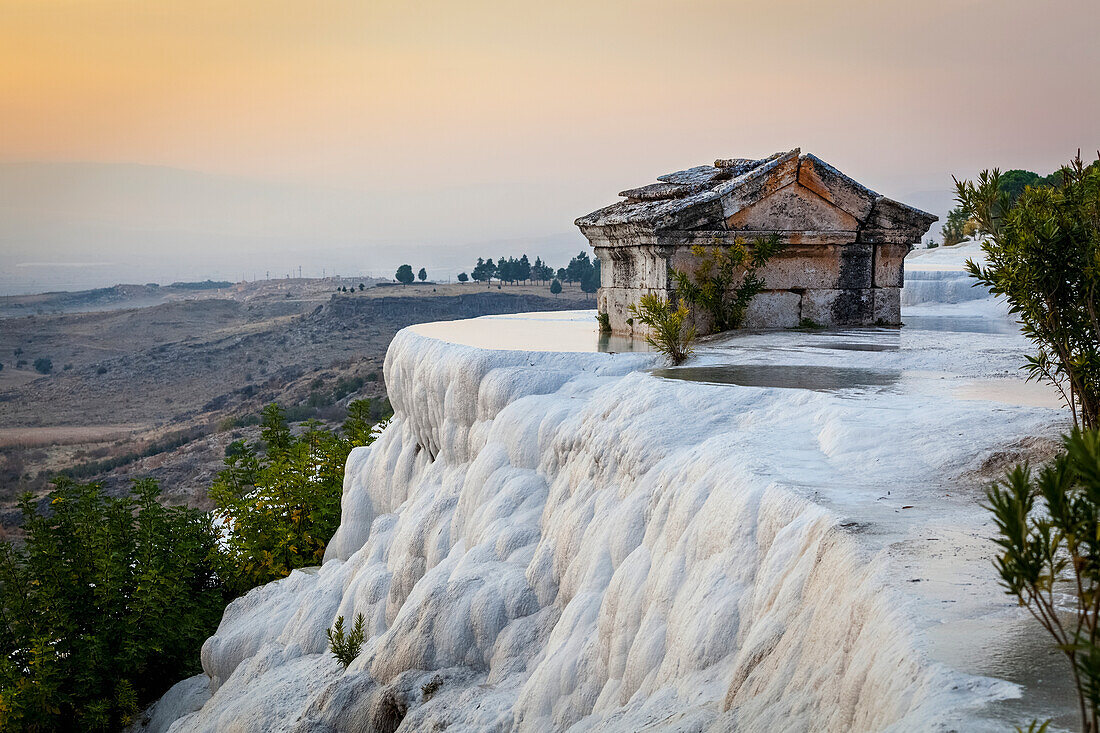'Tomb submerged in a travertine pool in Hierapolis; Pamukkale, Turkey'