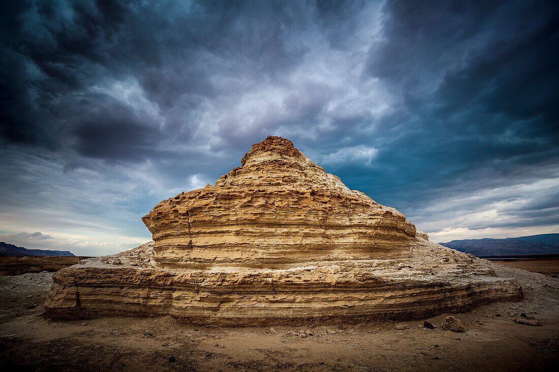 'A rock formation in the wilderness located in the Jordan Valley near the Dead Sea; Israel'