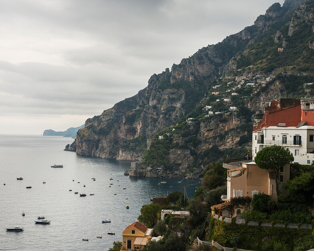 'Town along the Amalfi Coast; Positano, Campania, Italy'