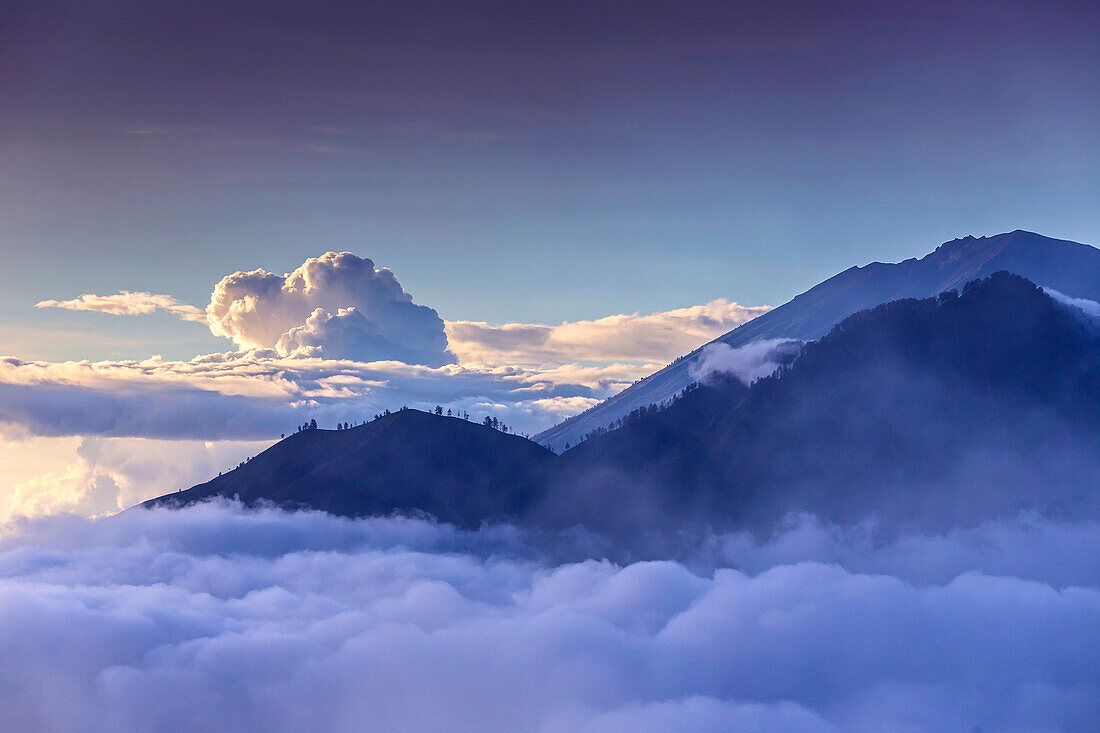 View at volcano Agung from volcano Batur, Bali,Indonesia